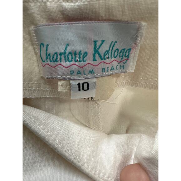 Charlotte Kellogg cream straight legs flat front ankle pants size 10 - Picture 3 of 7